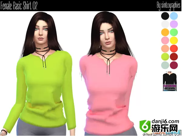 模拟人生4 v1.31女式单色秋装长袖衬衫MOD