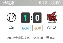 LOLS9全球总决赛10月12日小组赛IG vs AHQ比赛视频