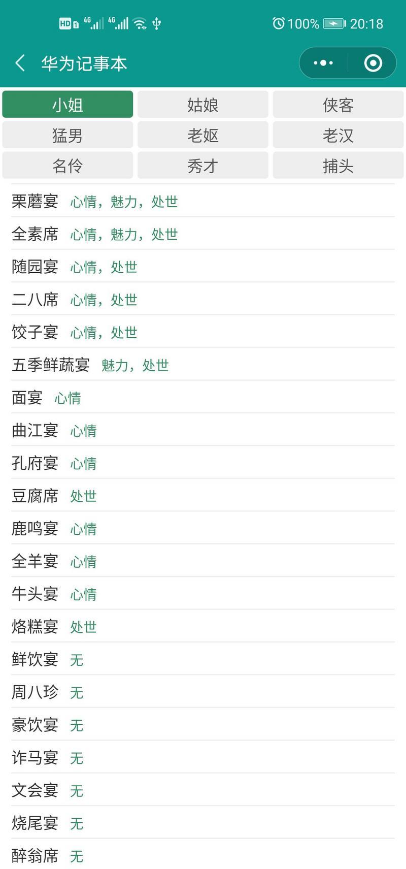 古代人生客栈宴请表大全 大堂宴请数据汇总