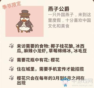 《动物餐厅》燕子公爵解锁攻略