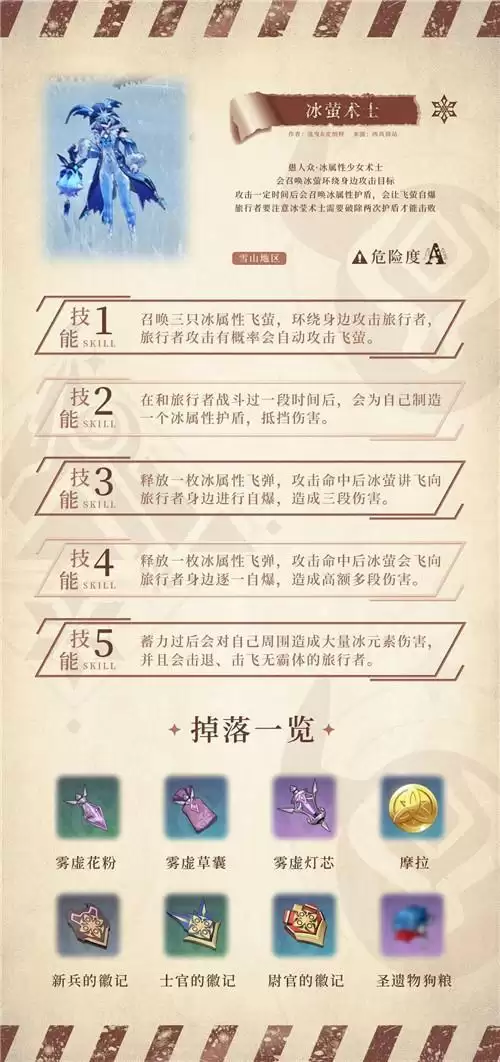 原神龙脊雪山怪物全图鉴和掉落一览