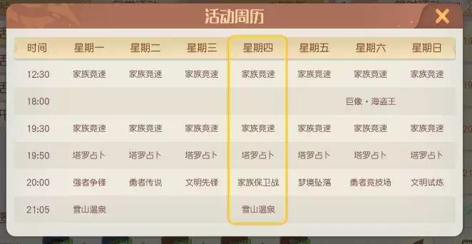 梦想新大陆限时活动时间表 限时活动优先级一览