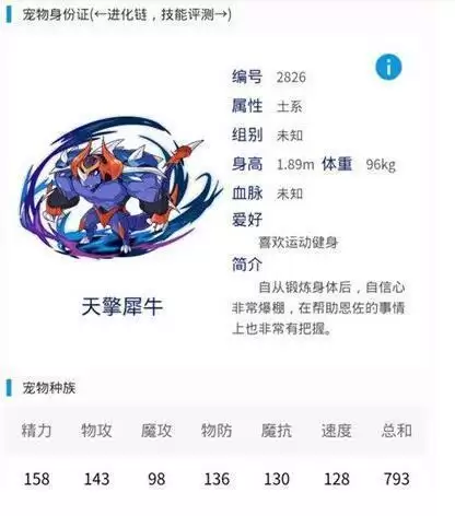 《洛克王国》天擎犀牛技能表