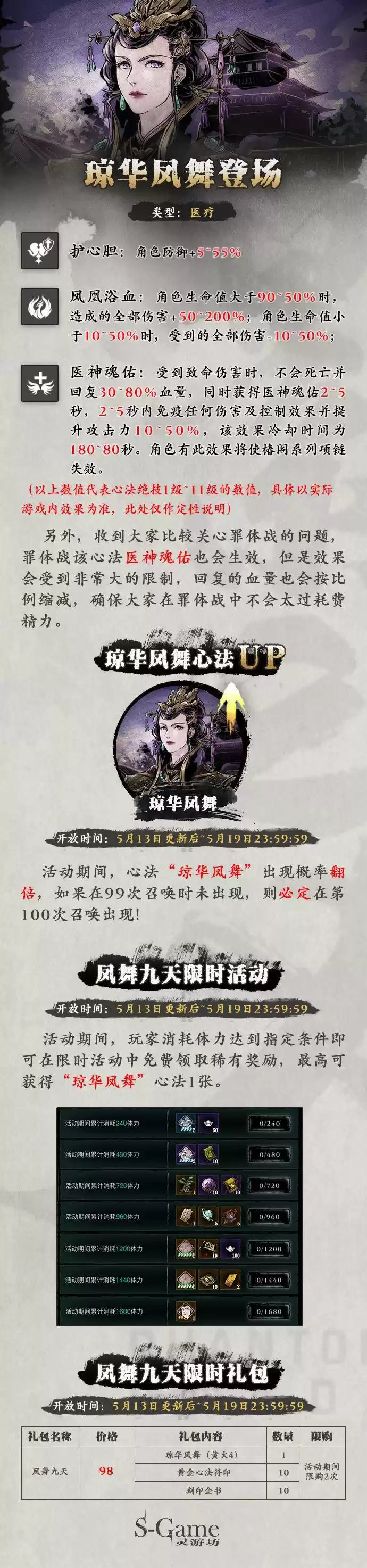 影之刃3琼华凤舞心法技能效果一览 