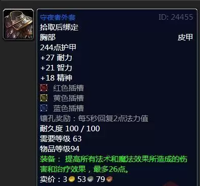 魔兽怀旧服守夜者外套属性效果