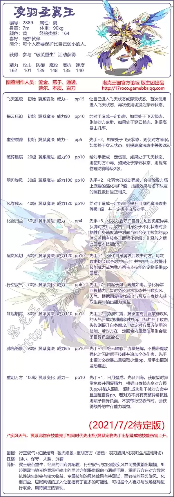 洛克王国凌羽圣翼王技能怎么搭配