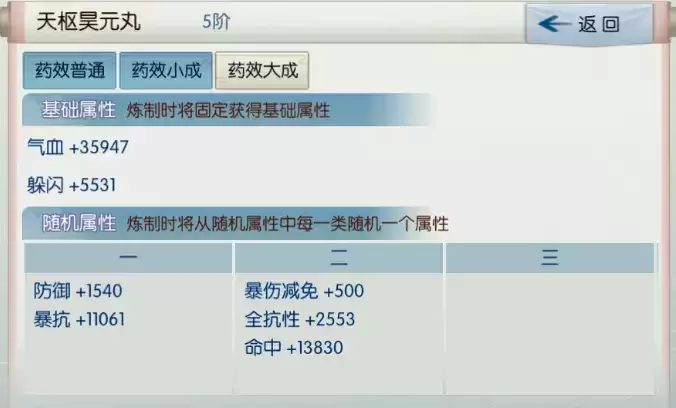 《诛仙》手游天枢昊元丸属性介绍