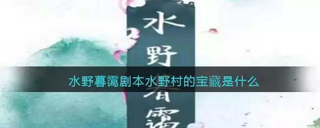 百变大侦探水野暮霭剧本水野村的宝藏是什么