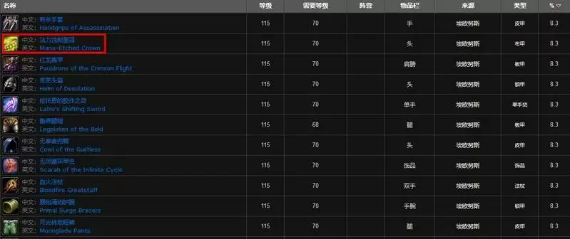 法力蚀刻套装哪里出