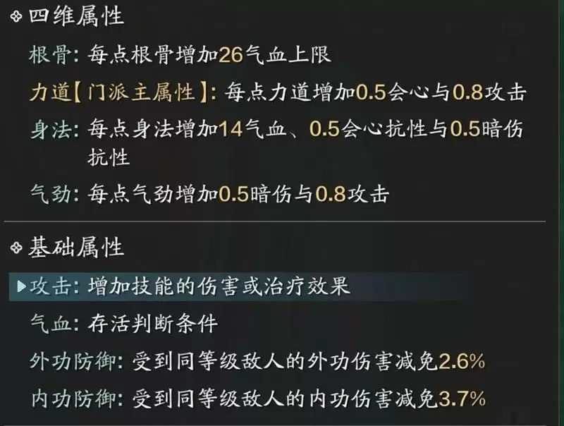 天涯明月刀手游通用属性一览