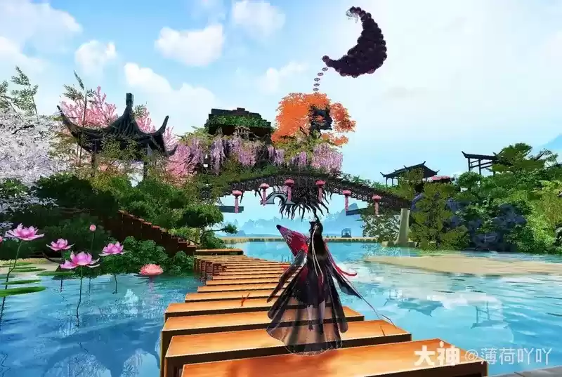 奇石衬水色,高阁赏繁花,快来神仙家园抄作业啦!