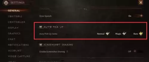 暗黑破坏神不朽自动拾取怎么开