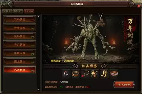 原始传奇个人BOSS介绍 原始传奇个人BOSS说明