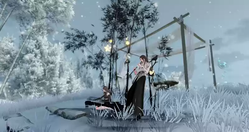 竹林染冰霜绽!《天谕》手游氛围感情侣时装大推荐!