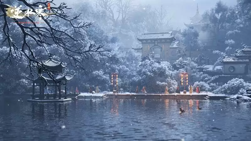 逆水寒手游镜湖场景演示,拟真天气效果堪比端游