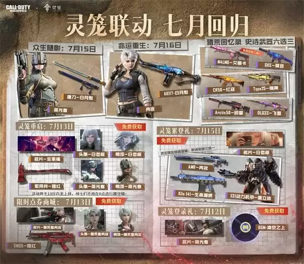 福利合集丨灵笼联动,七月回归,限时点券获取日历更新!