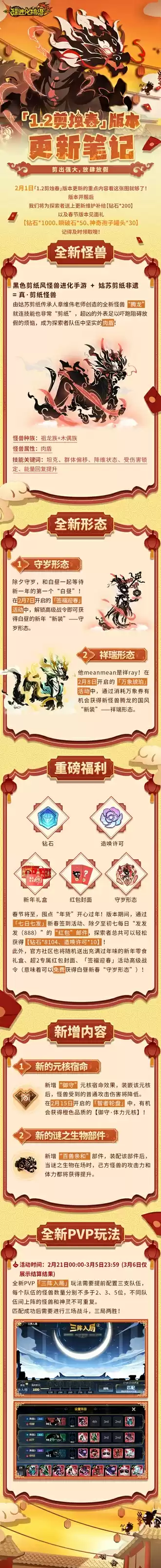 《超进化物语2》新春版本已开启,一图带你看懂更新内容!