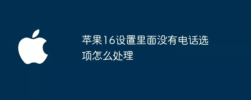苹果16设置里面没有电话选项怎么处理