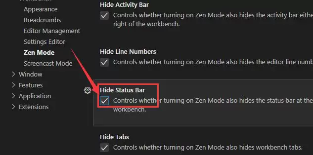 vscode怎么隐藏状态栏