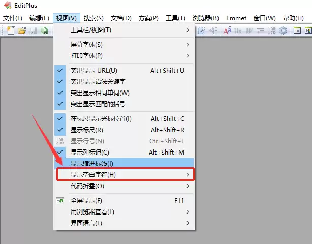Editplus怎么显示空白字符