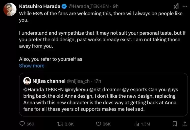 铁拳8安娜·威廉姆斯新造型引发争议,制作人原田胜弘回应粉丝不满