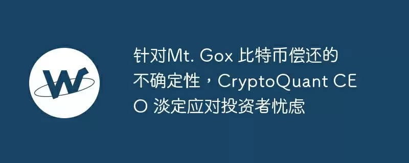 针对mt. gox 比特币偿还的不确定性，cryptoquant ceo 淡定应对投资者忧虑