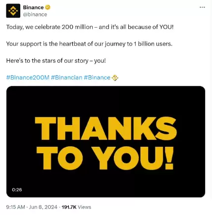 币安用户数突破2亿，续领加密货币市场增长