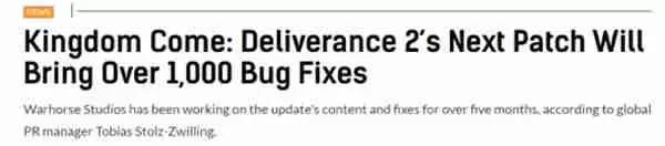 《天国拯救2》大型更新补丁！解决上千个BUG问题