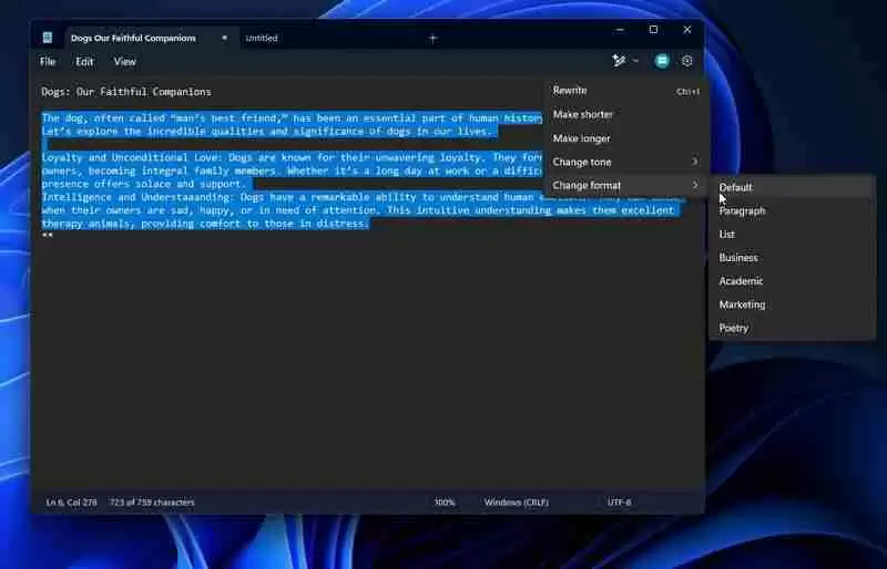 Win11 版记事本正式上线“AI 重写”功能,需订阅 Microsoft 365