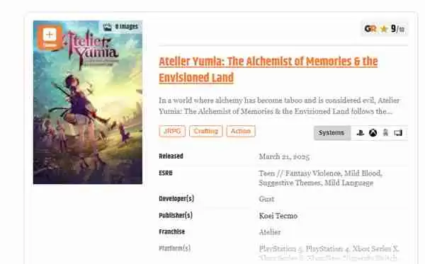 《优米雅的炼金工房》媒体评分现已解禁 M站PC均分80