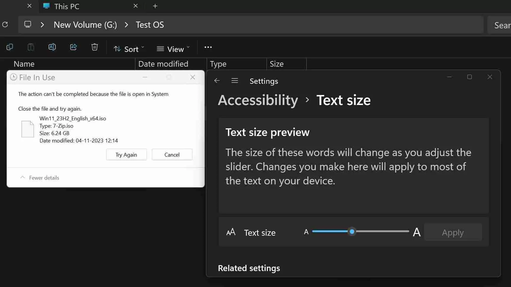 微软 Win11 23H2 预览版新功能：提升文件管理器文本缩放体验