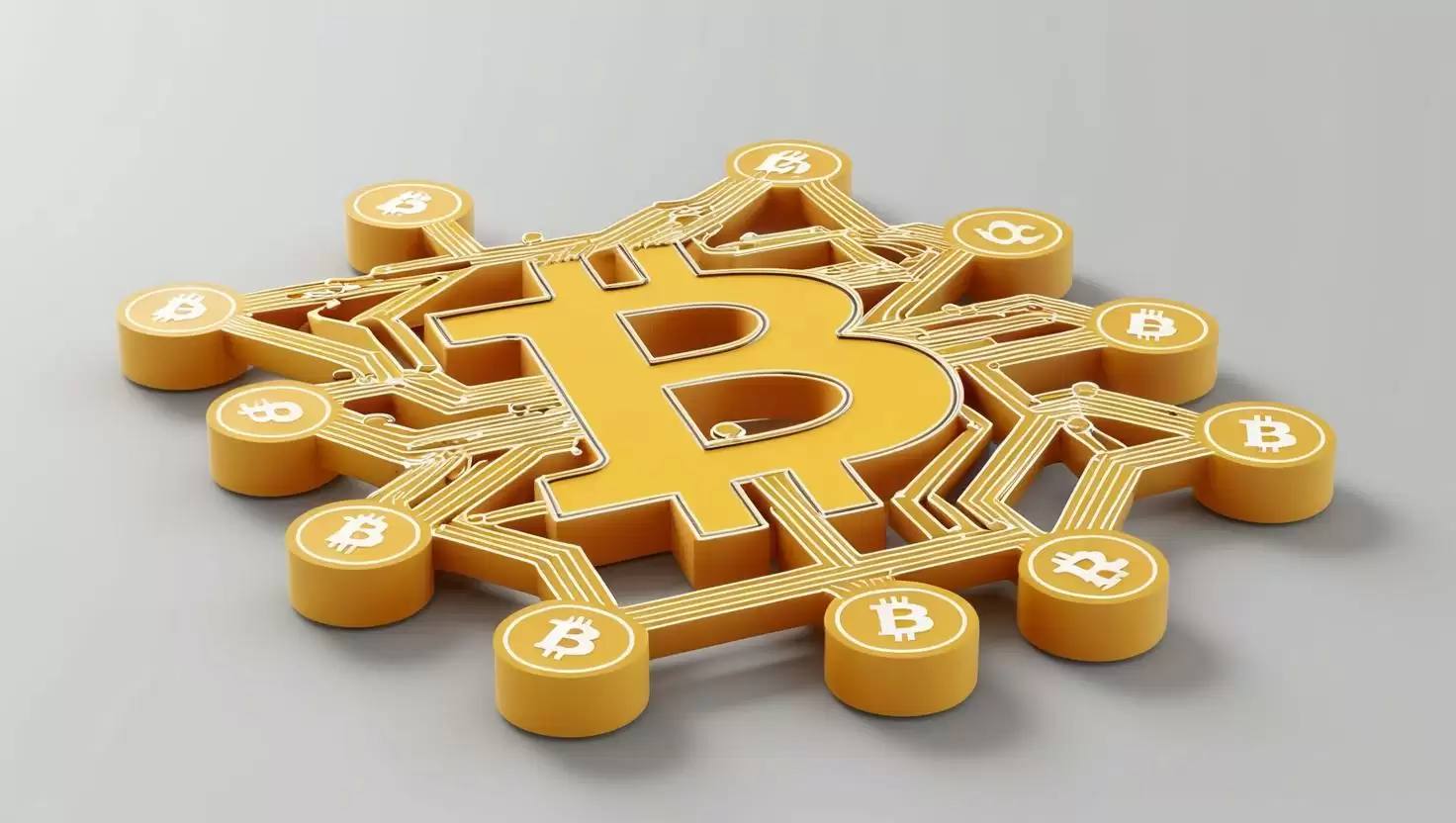 3D btc, blockchain in a light style, no more element, no word (1).webp