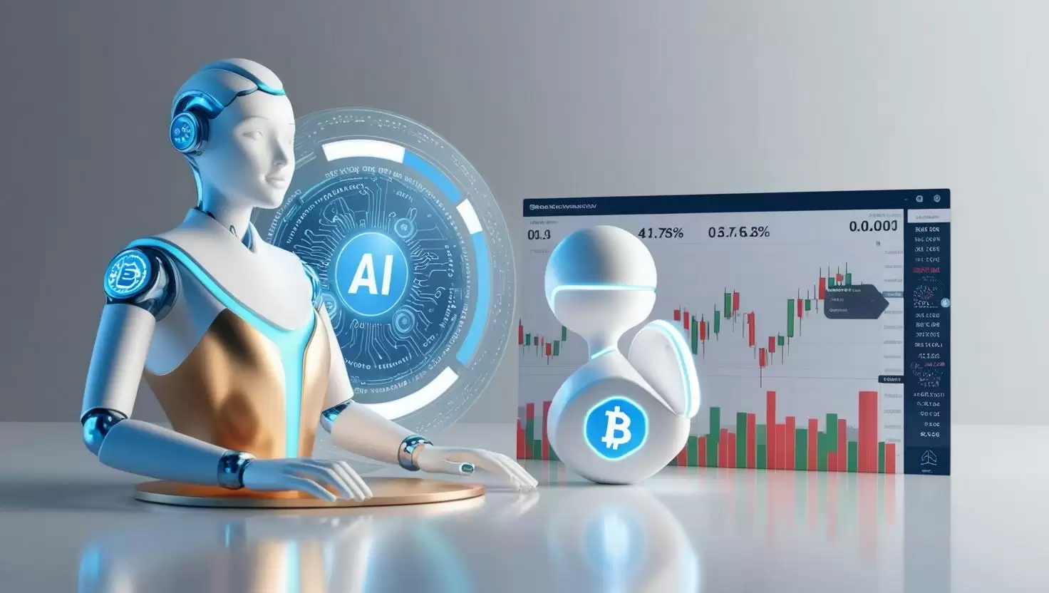 3D  AI  integrated with blockchain and trading charts in a light style, no more element, no word (3).webp