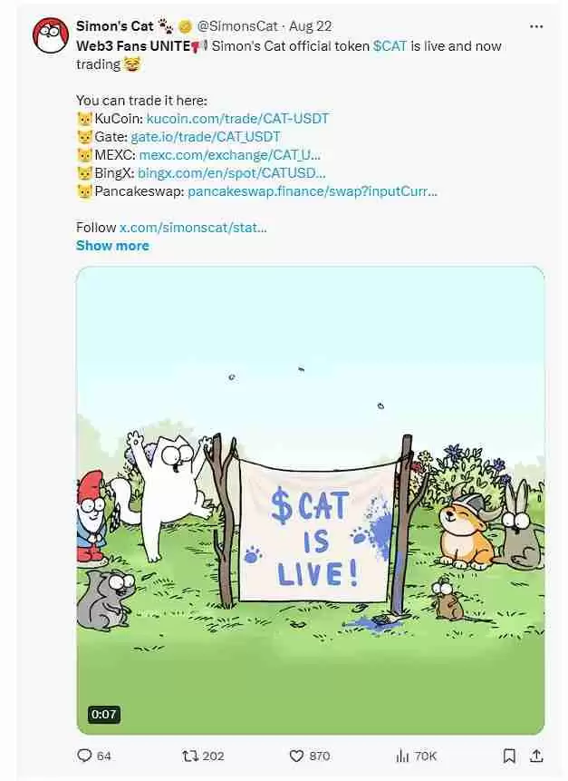 CAT币助力BSC超过Solana,MEME赛道王者易主