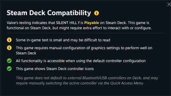 《寂静岭f》通过SteamDeck认证 运行存在部分限制