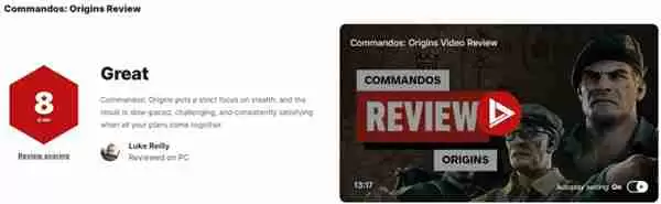 《盟军敢死队：起源》IGN 8分好评 Steam褒贬不一