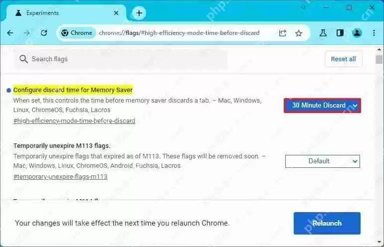 如何在Chrome上更改标签内存节省时间（预览）?