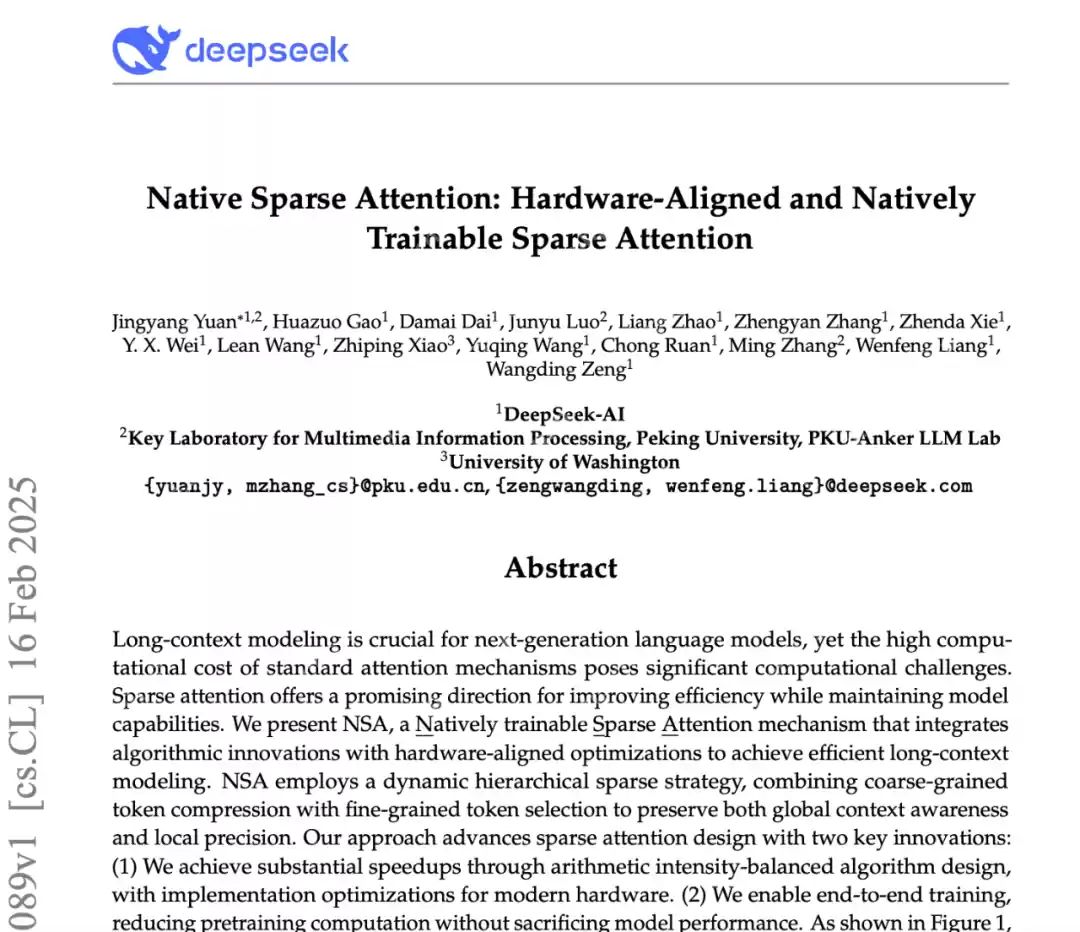 太震撼了！梁文锋带领DeepSeek团队发表注意力新机制重磅论文，网友：这才是真正的OpenAI
