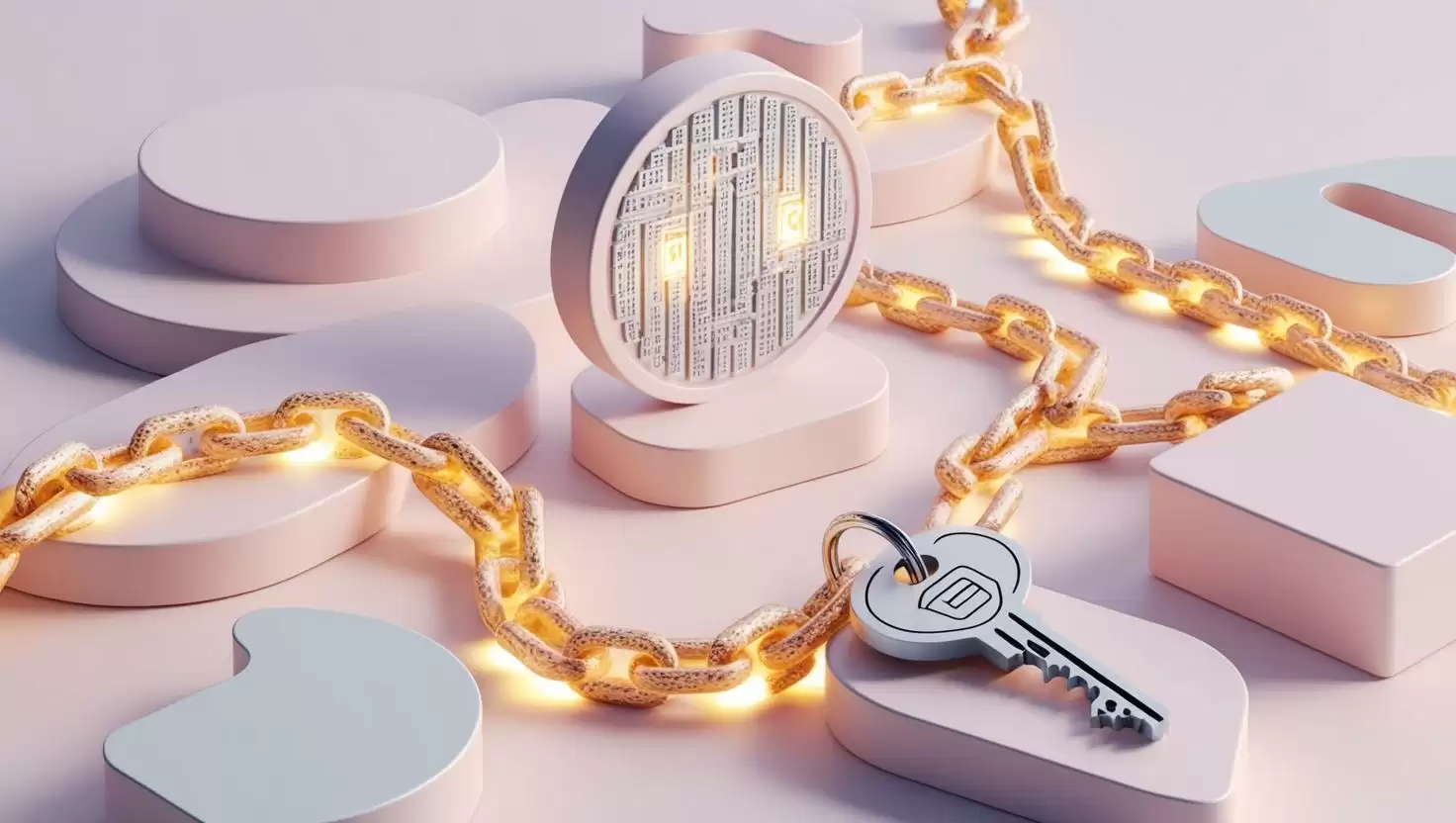 3D digital background with a combination of cryptographic elements, such as hashes, private keys, and encrypted chains, to emphasize the concept of cryptographic security in a light style, no more element, no text (1).webp