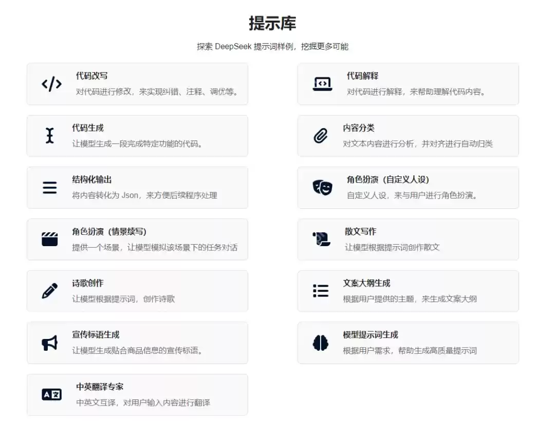 DeepSeek 官方推出的提示词库，AI内容生成的精准导航仪！