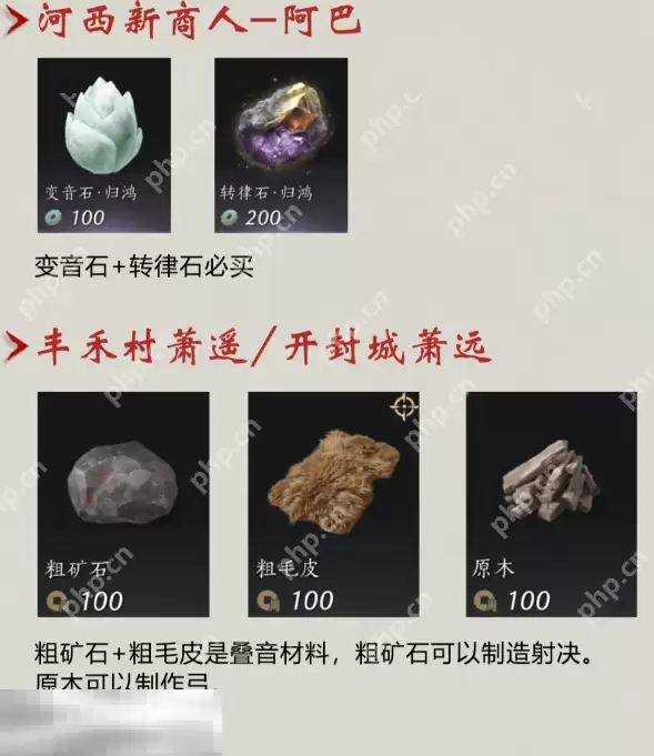 燕云十六声河西版本每周有什么必买材料 河西版本每周必买材料一览