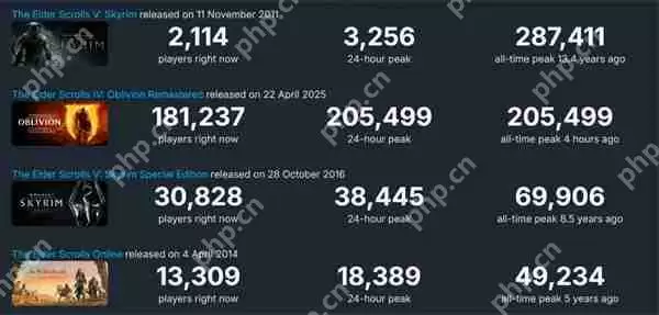 《上古卷轴4：重制版》玩家超400万 Steam在线峰值20万