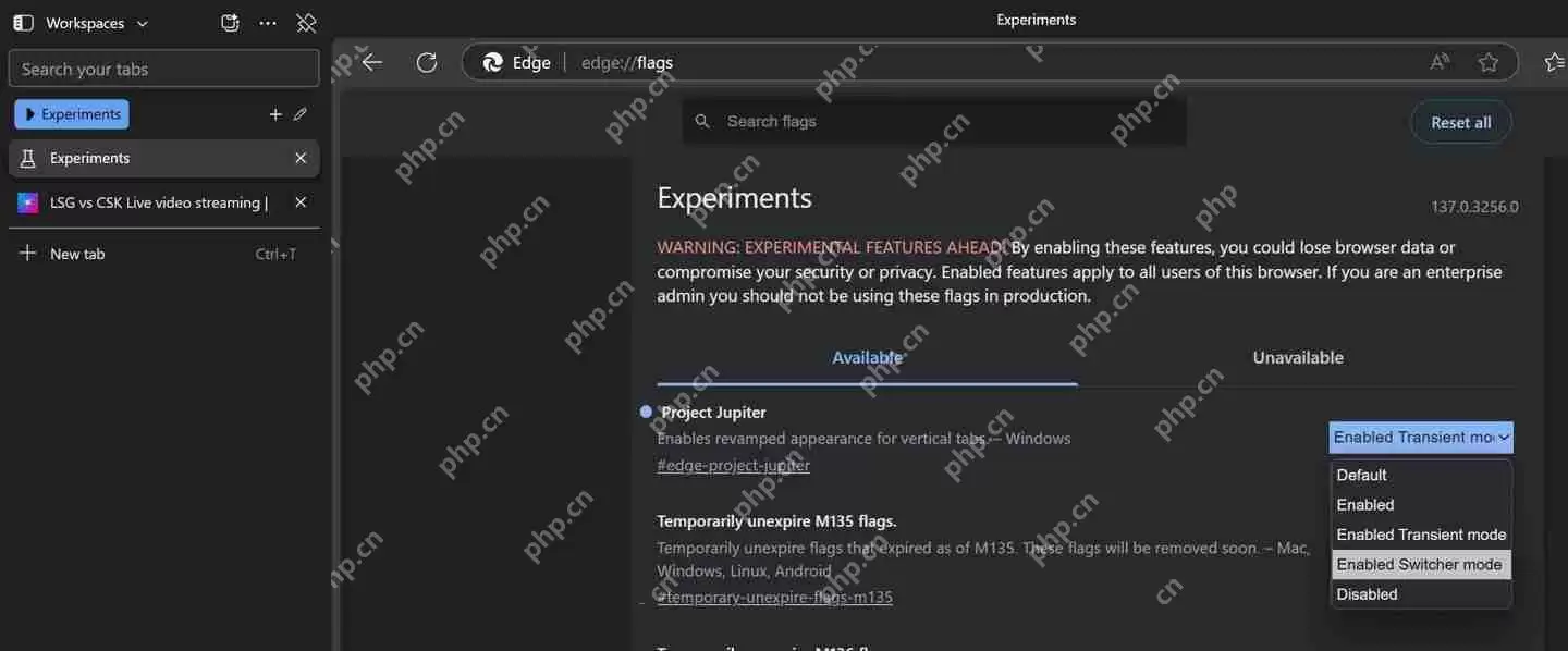 微软优化Win11 Edge 浏览器新垂直标签：Transient/Switcher 双模