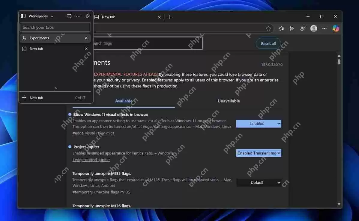 微软优化Win11 Edge 浏览器新垂直标签：Transient/Switcher 双模