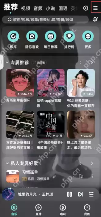 酷狗音乐状态栏歌词怎么关闭