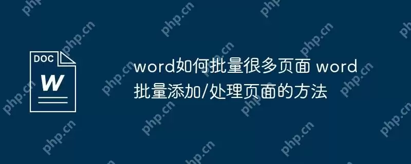 word如何批量很多页面 word批量添加/处理页面的方法