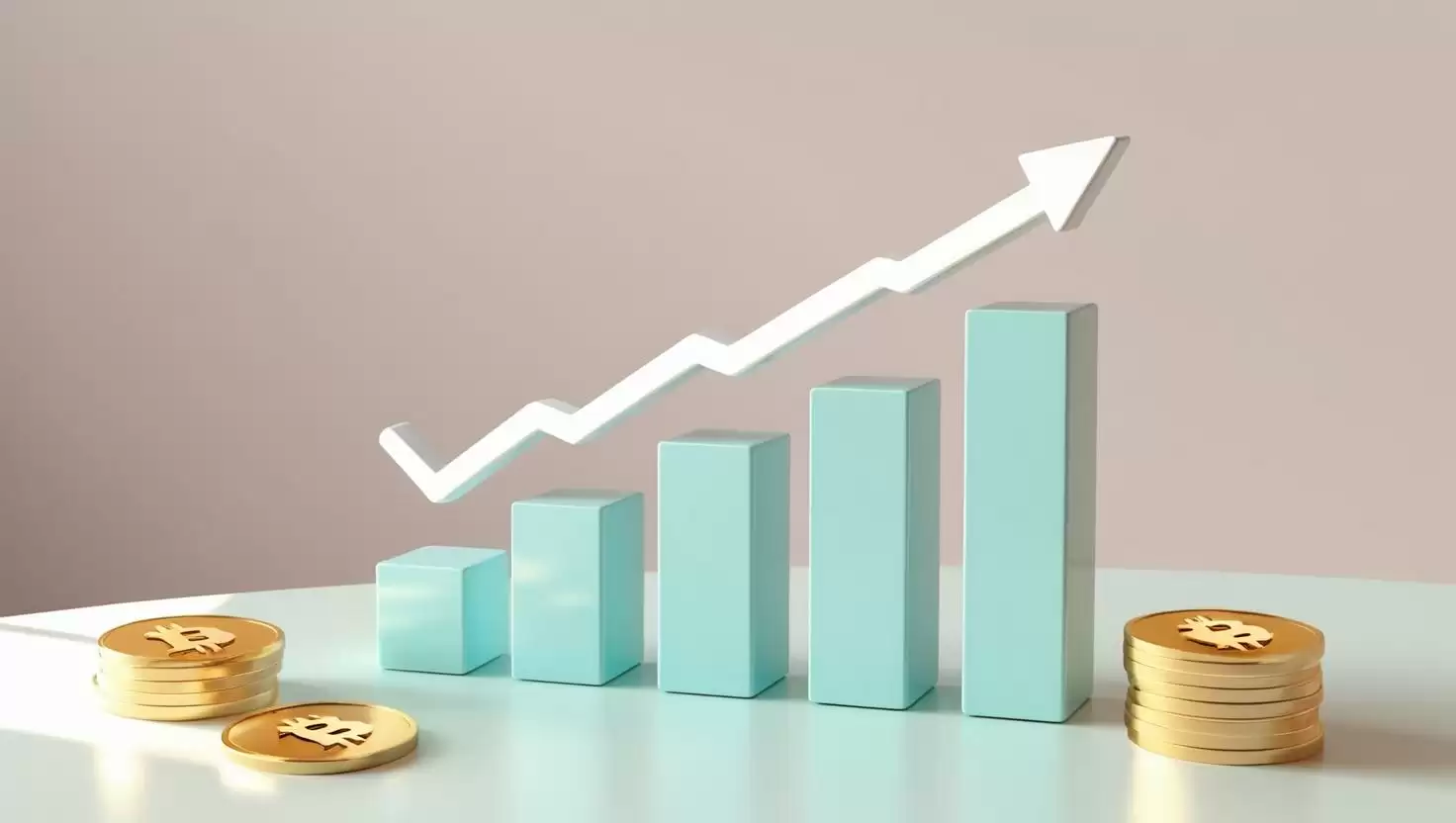 3D coin chart with trend icons in a light style, no more element, no word (15).webp
