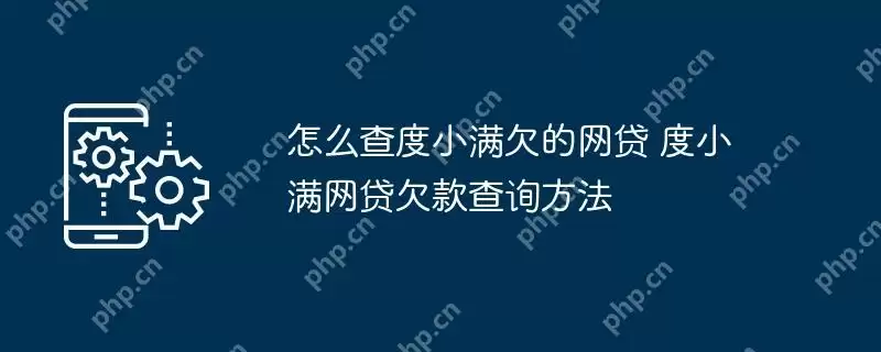 怎么查度小满欠的网贷 度小满网贷欠款查询方法