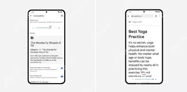 安卓版谷歌 Chrome 浏览器缩放功能升级