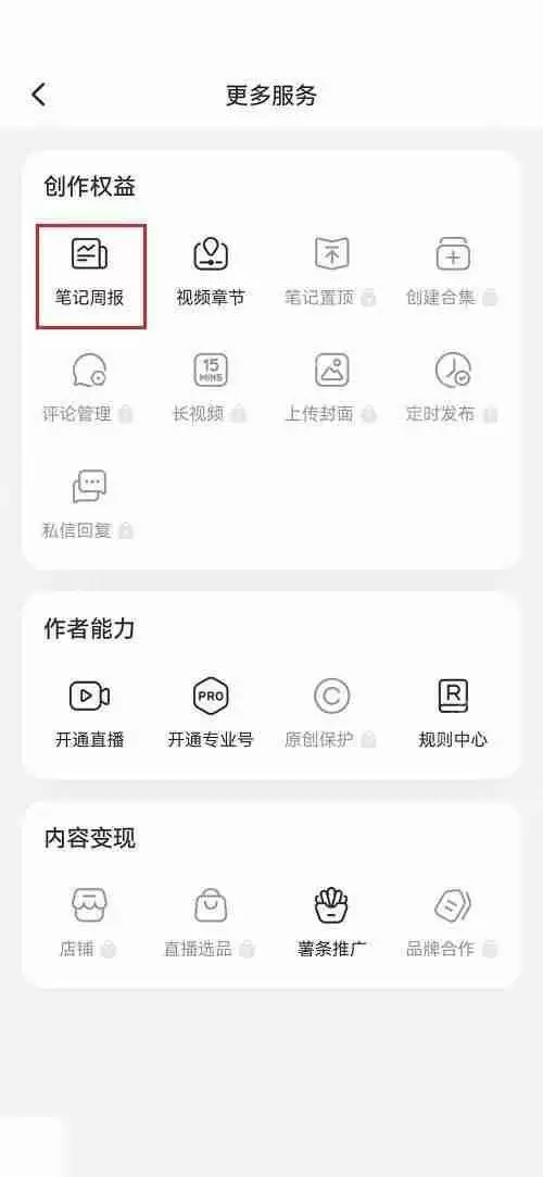 小红书笔记周报怎么查看